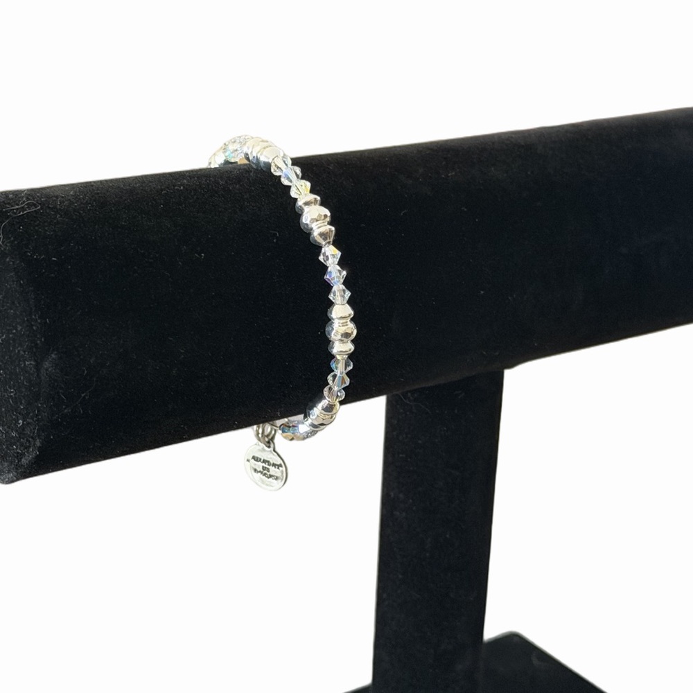 Alex and Ani Silver Crystal Beaded Expandable Wire Bangle Bracelet